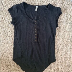 Black Button-Front Women's Top